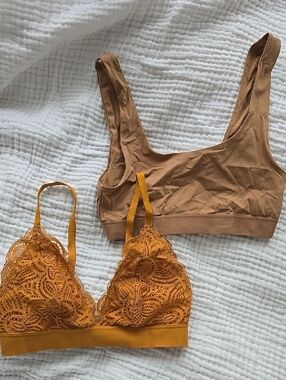 Old Navy Lace Bralette Set in Mustard and Caramel